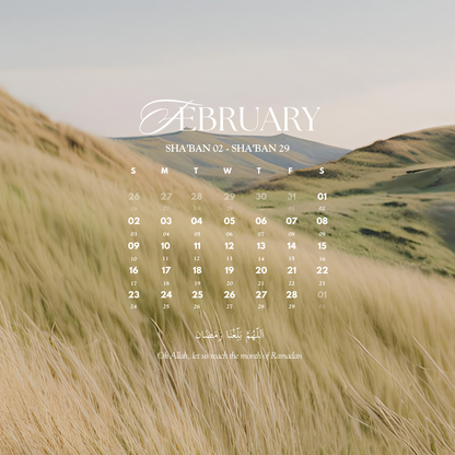 *FREE* February 2025 Wallpaper w/ Islamic Calendar (for iPhone, iPad, and Desktop)