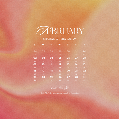 *FREE* February 2025 Wallpaper w/ Islamic Calendar (for iPhone, iPad, and Desktop)