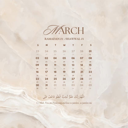 *FREE* March 2025 Wallpaper w/ Islamic Calendar (for iPhone, iPad, and Desktop)